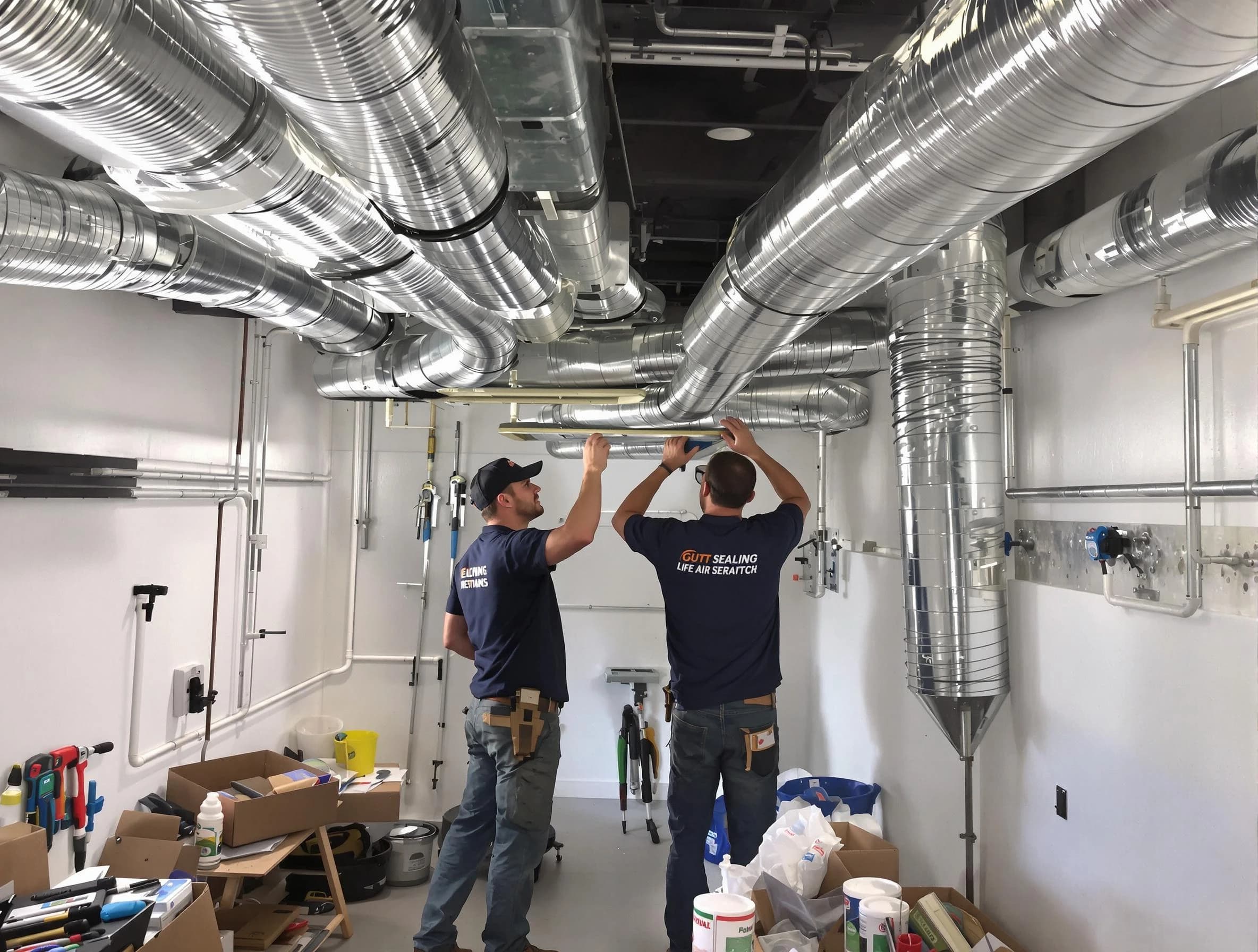 Lake Land'Or Air Duct Cleaning technician applying professional duct sealing solutions in Lake Land'Or