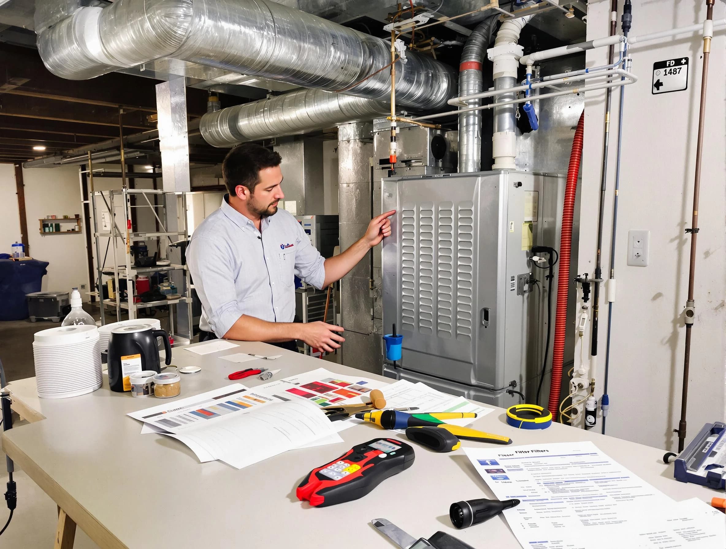 Lake Land'Or Air Duct Cleaning inspector conducting detailed filter system evaluation using professional diagnostic tools in Lake Land'Or