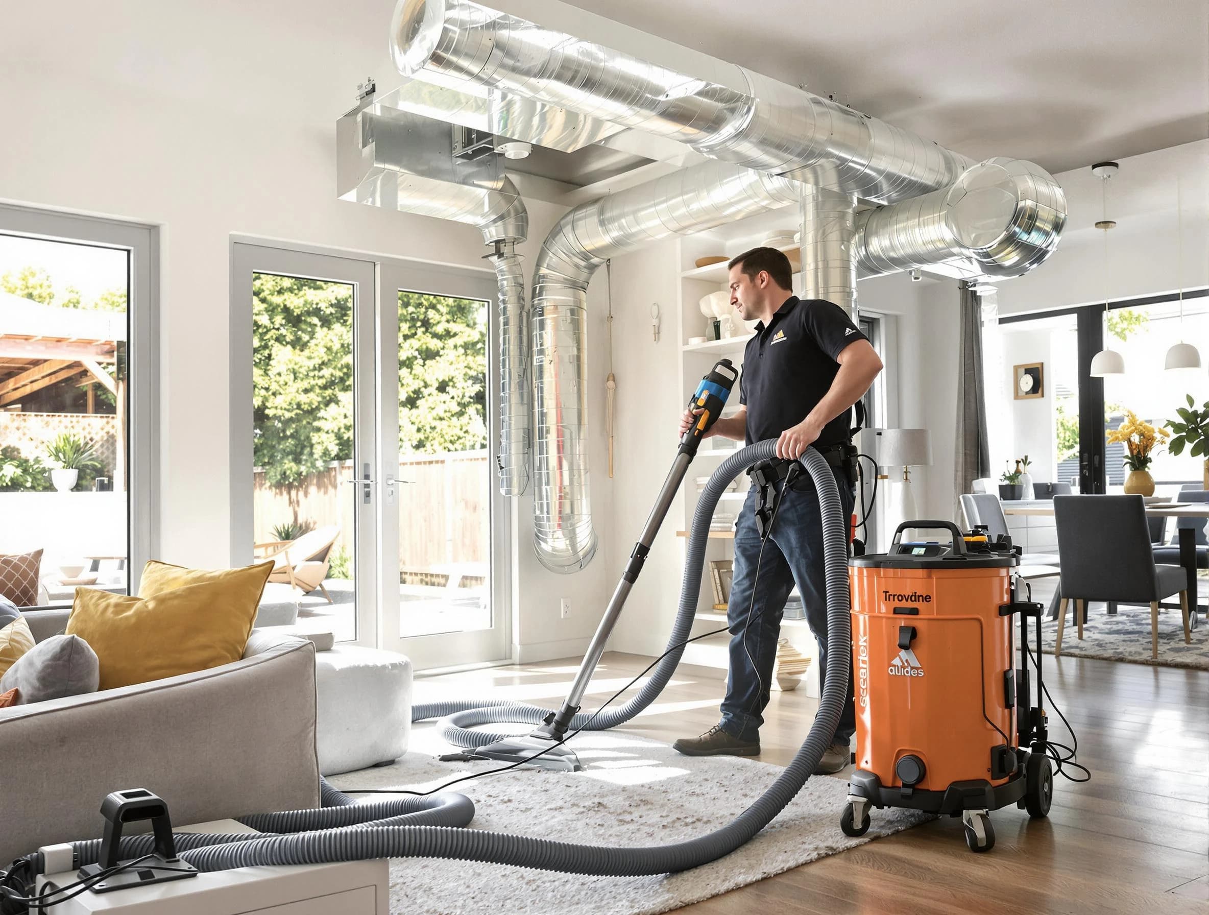 Lake Land'Or Air Duct Cleaning specialist performing thorough residential duct cleaning using advanced equipment in Lake Land'Or