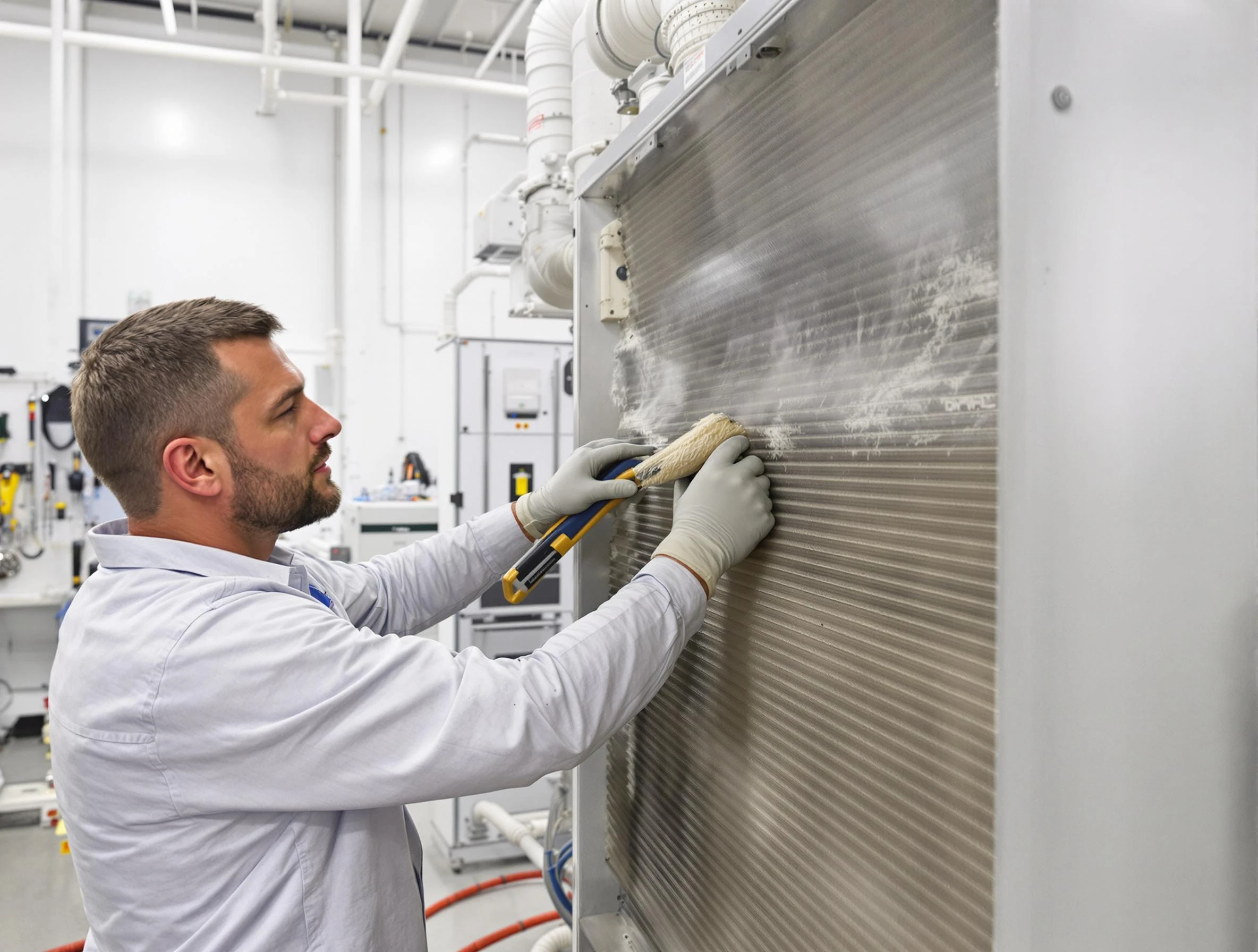 Lake Land'Or Air Duct Cleaning technician performing precision commercial coil cleaning at a Lake Land'Or business