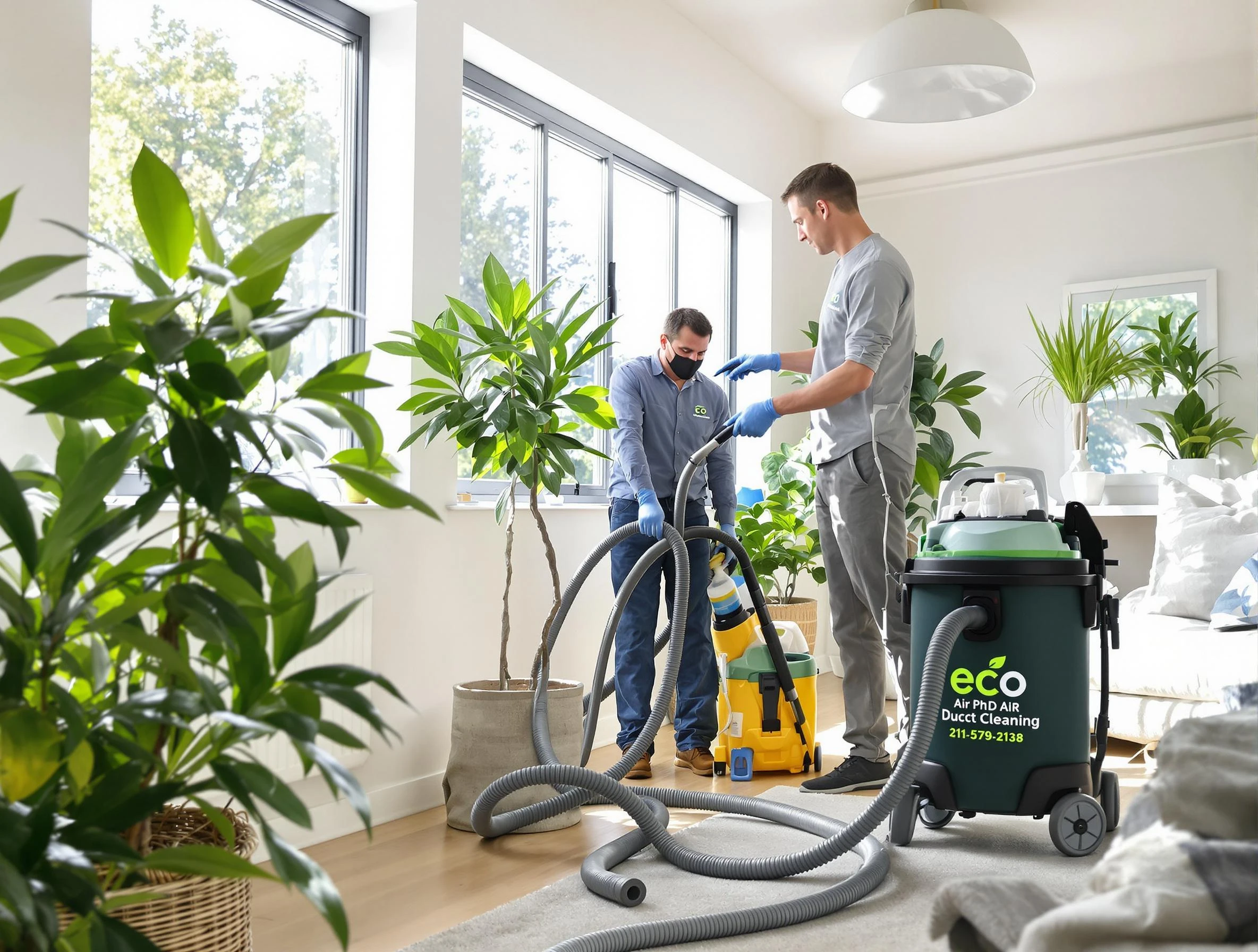 Lake Land'Or Air Duct Cleaning technician performing eco-friendly duct cleaning using sustainable methods in Lake Land'Or