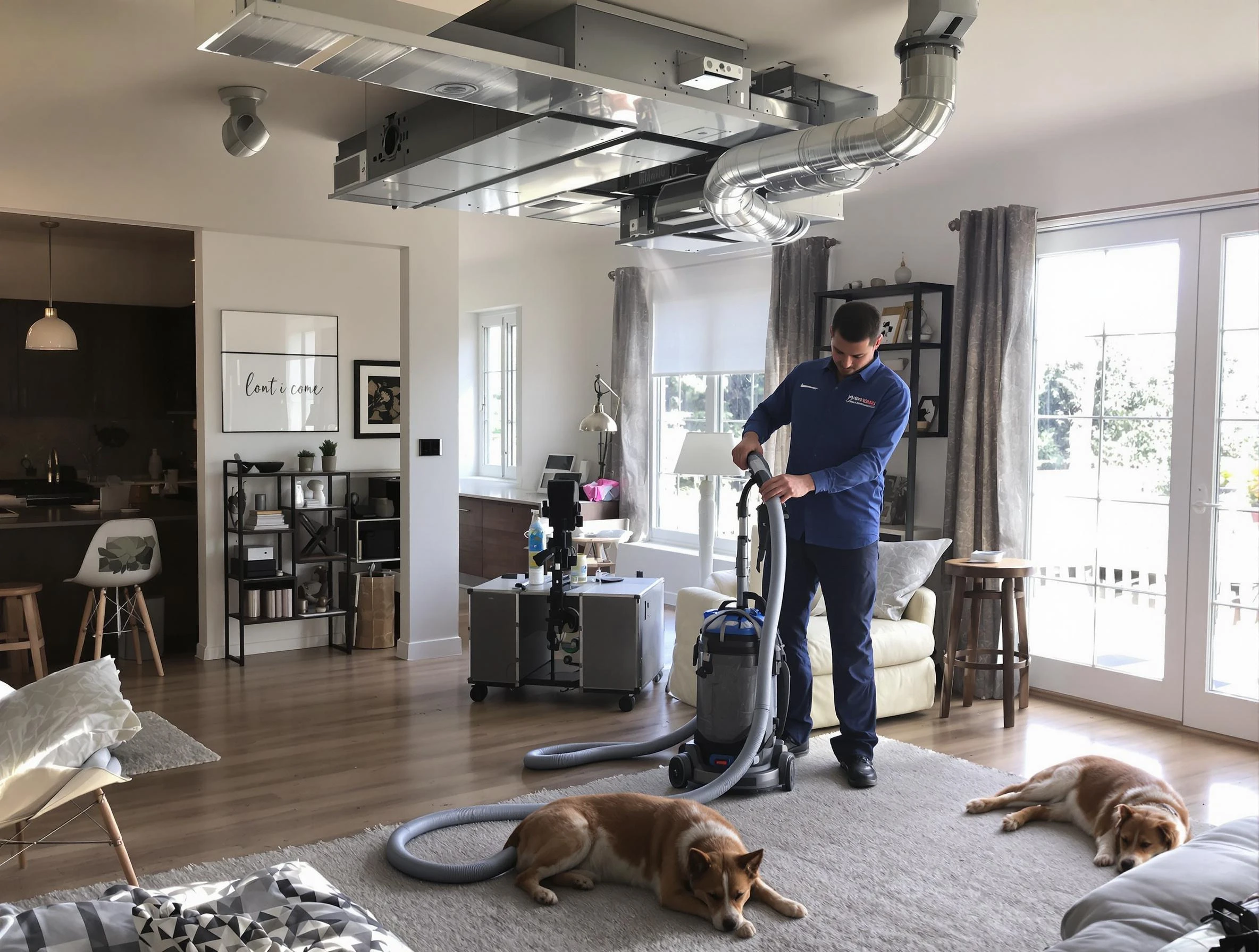Lake Land'Or Air Duct Cleaning technician performing detailed indoor duct cleaning for improved air quality in Lake Land'Or
