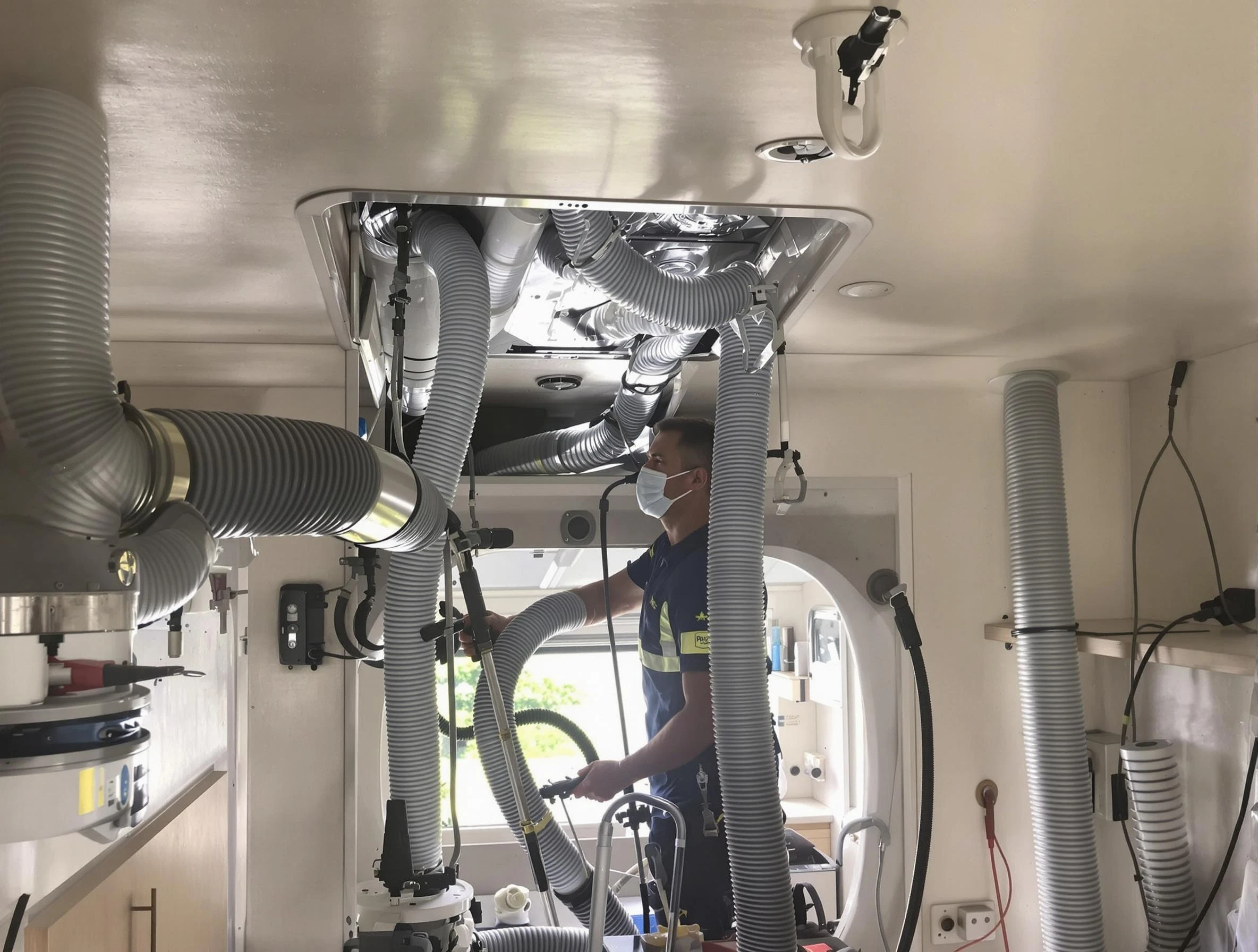 Lake Land'Or Air Duct Cleaning specialist performing precise mobile home duct cleaning in Lake Land'Or